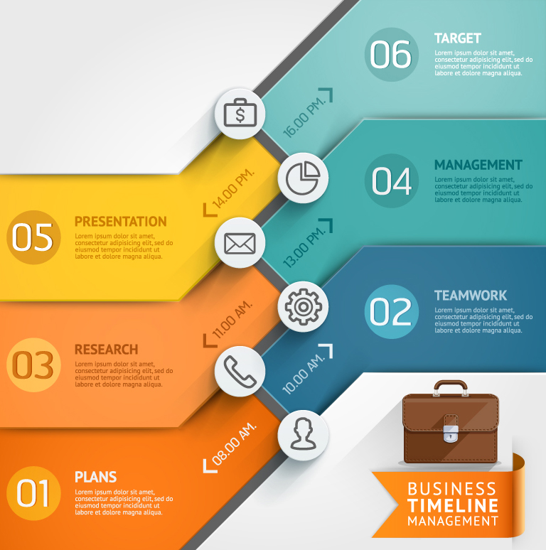 Beautifully business time management table vector material
