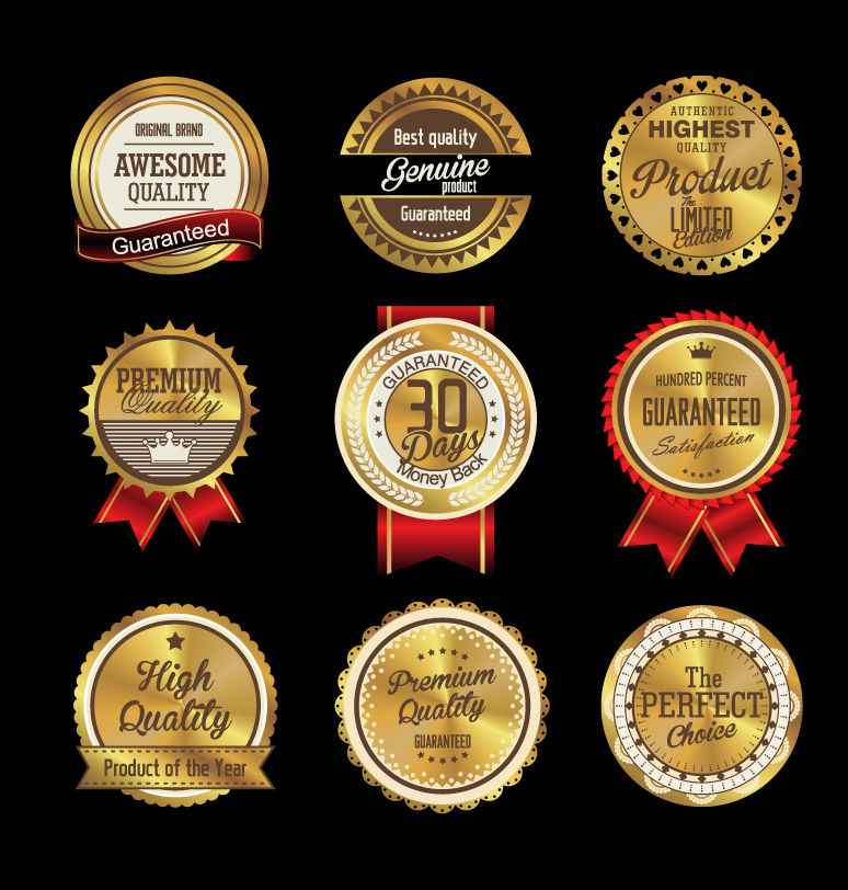 9 quality badge design vector material