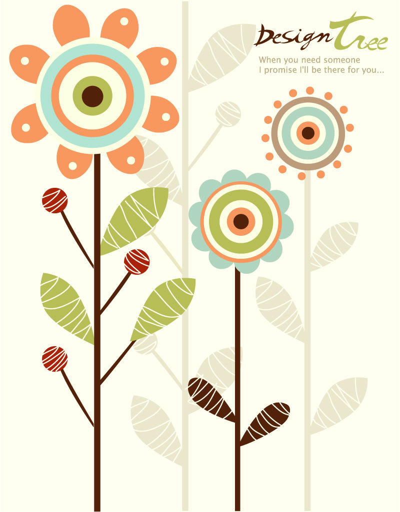 Cartoon flower design vector material
