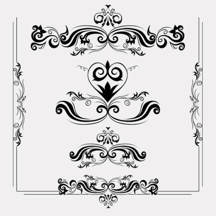 6 black lace pattern and design vector material
