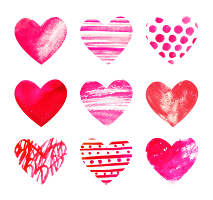 9 watercolor love design vector material