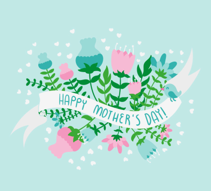 Cartoon Mother's Day flowers with ribbon vector
