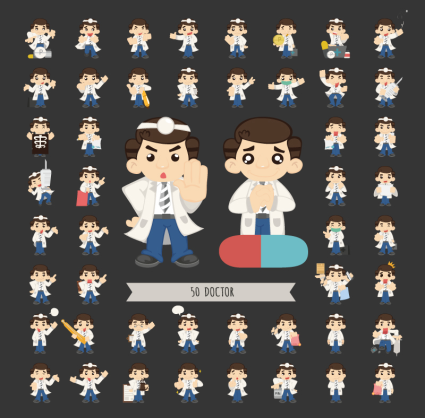 50 models cartoon design vector material Doctors
