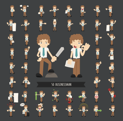 50 of the cartoon business men vector material
