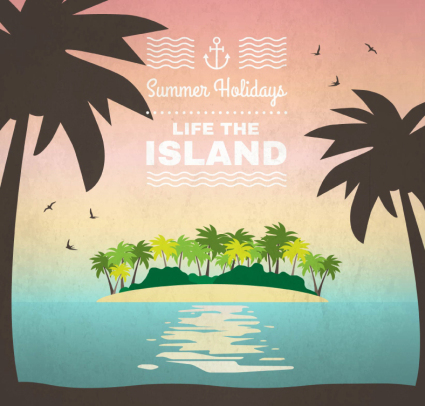 Coconut Island summer vector material