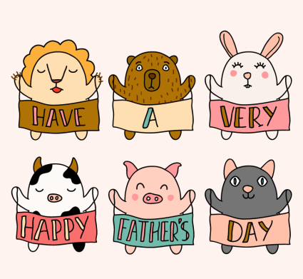 Cartoon father's day animal vector material