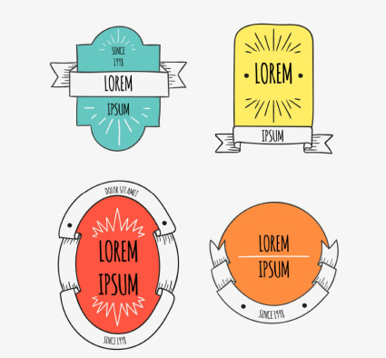 The 4 section of the hand drawn ribbon label vector map