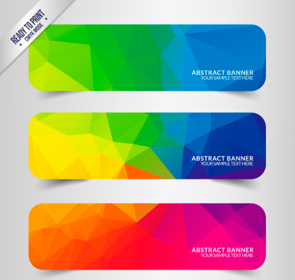3 color geometry banner vector material