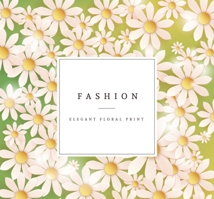 White daisy flowers card vector material