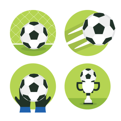 4 black and white football icon vector material
