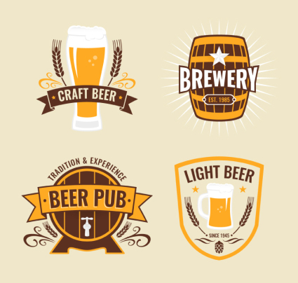 4 beer label element vector material