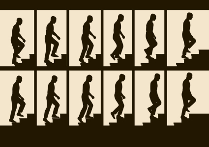 12 steps on dynamic silhouette figures vector material