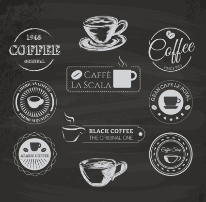 10 paragraph chalk painted coffee label vector material