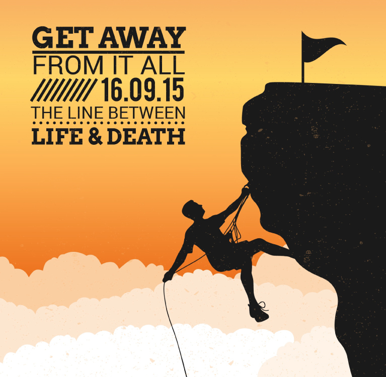 Creative climbing silhouette poster vector material