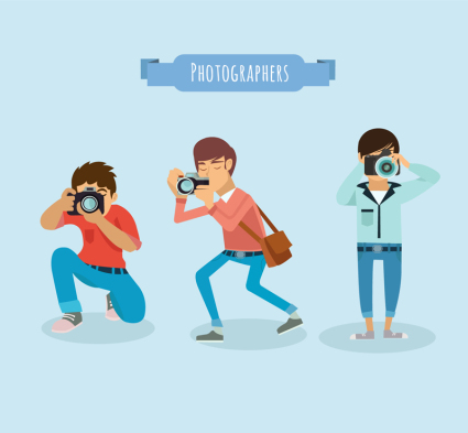 3 photographers men design Vectors