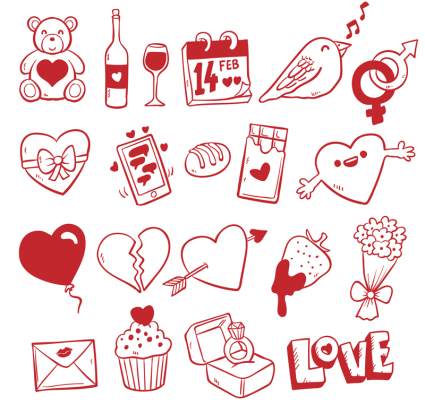 20 of red Valentine element vector material