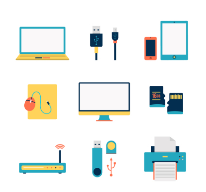9 electronics icon vector material