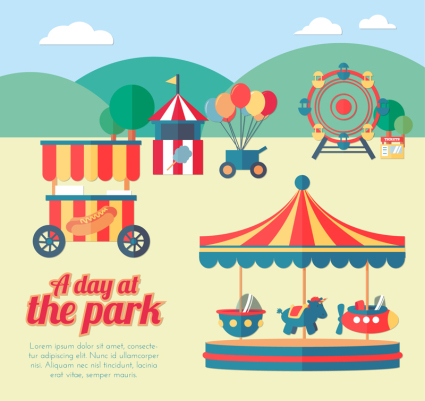 Creative amusement park illustrator vector material