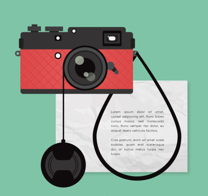 Fashion red camera Vector material