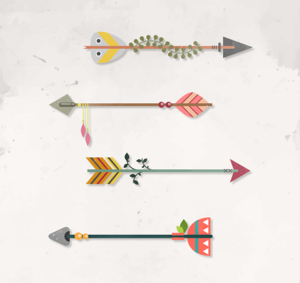 4 creative arrow design vector material