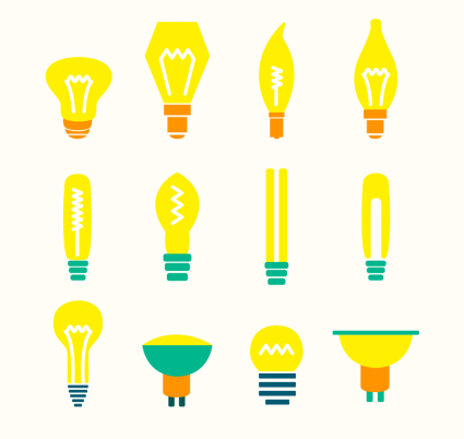 12 yellow bulb design vector material