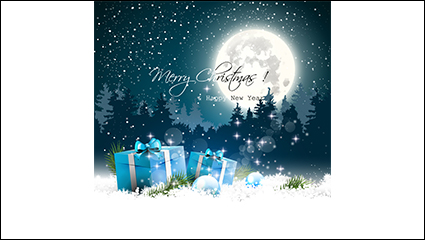 Beautiful snowy Christmas gift vector material