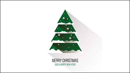 Flat green Christmas tree vector material