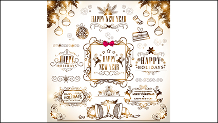 13 models golden glow of Christmas tags vector material