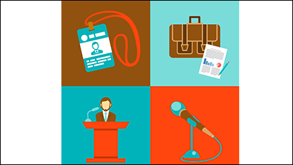 4 conference elements background vector material