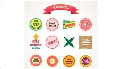 12 delicious baked tag vector material