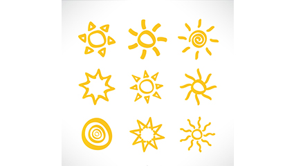 9 hand-painted sun icon vector material