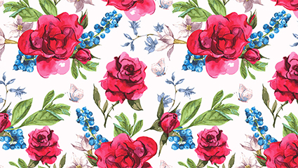 Vector seamless background with red roses