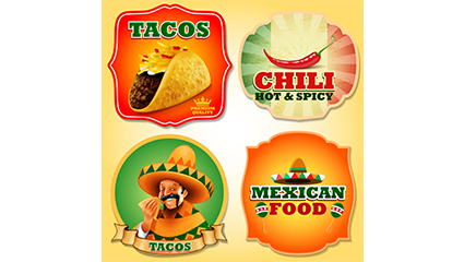 4 Mexican food labeling Vectors