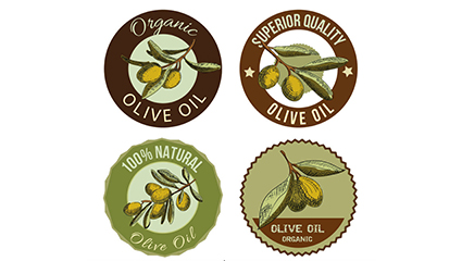4 retro label vector material olive oil
