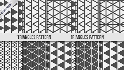 6 black and white triangle seamless background vector material
