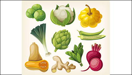 10 design models cartoon vegetables Vectors