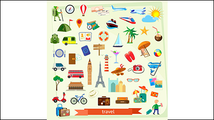 50 models travel element icon vector