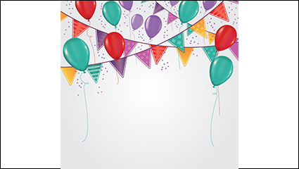 Pull color triangle flags and balloons background vector