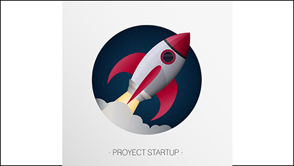 Vector material cartoon rocket launch