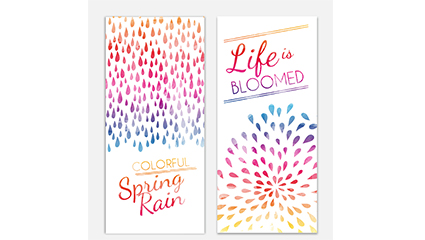2 spring water color raindrops banner vector map