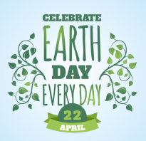 Green leaves Earth Day Greeting Card Vector