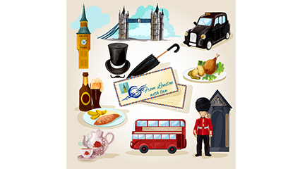 12 water painting the British Tourism element vector material
