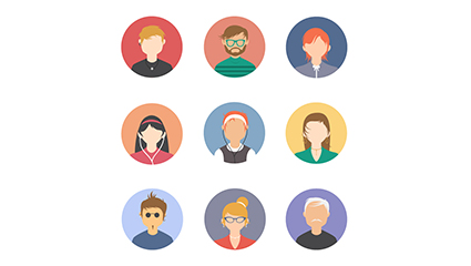 9 round figure head design vector map