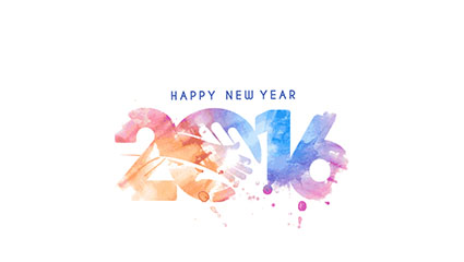 2016 New Year WordArt vector watercolor