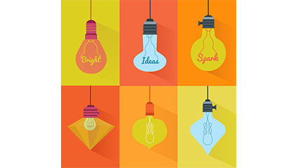 6 colored bulb design vector material