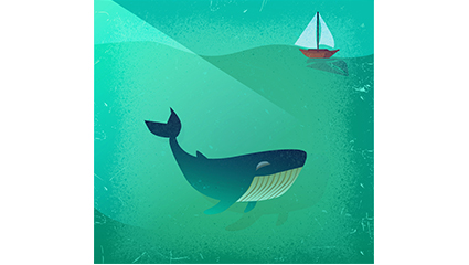 Creative whales and sailing vector material