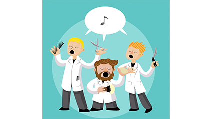 3 singing barber cartoon vector material