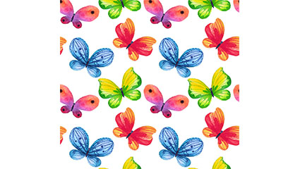 Watercolor Butterfly seamless background vector material