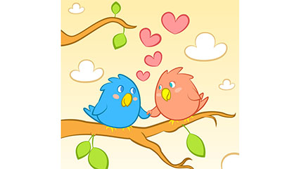 Lovely couple bird vector material
