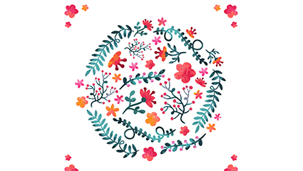 Watercolor flowers and leaves vector material